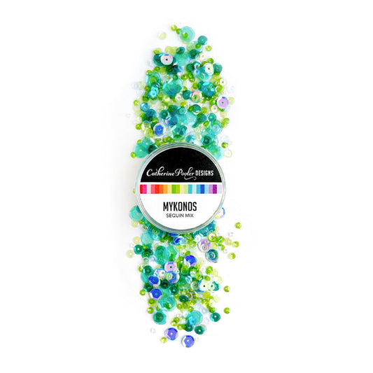 Catherine Pooler - Sequin Mix - Mykonos. Picture the Mediterranean island life of Greece and all the blues and greens where land meets sea and you've got Mykonos. Available at Embellish Away located in Bowmanville Ontario Canada.