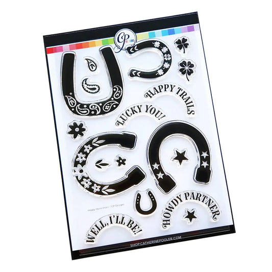 Catherine Pooler - Stamp & Die Set - Happy Horseshoes. Available at Embellish Away located in Bowmanville Ontario Canada.