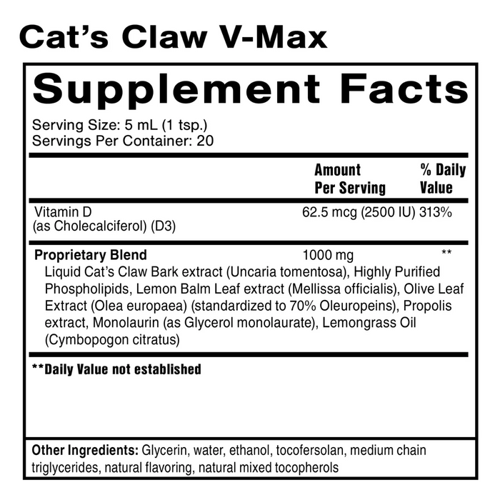 Cat's Claw V-Max by Quicksilver Scientific ingredients