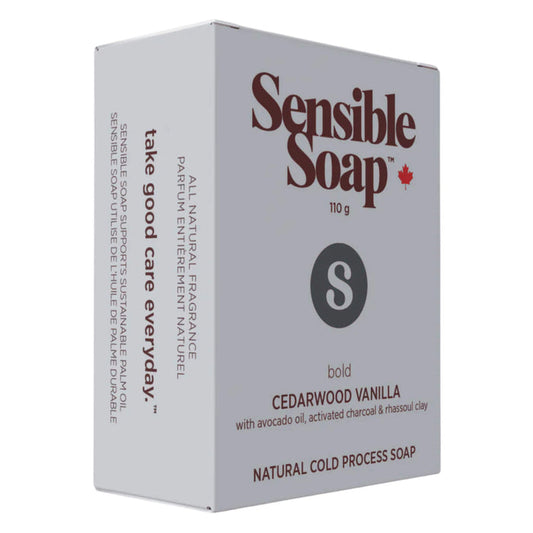 Box of Sensible Co. Cedarwood Vanilla Bar Soap 110g