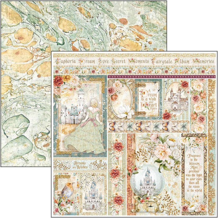 Ciao Bella - 12x12 Patterns Pad - 8 Sheets - Reign of Grace. The Patterns Pad is more than only textures and backgrounds. It features beautiful artwork to complete the collection’s storytelling. Available at Embellish Away located in Bowmanville Ontario Canada.