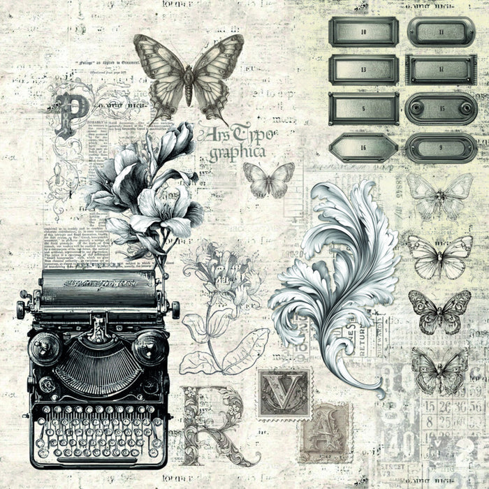 Ciao Bella - 12X12 Patterns Paper Pad - Typographic. Includes 8 Sheets. Available at Embellish Away located in Bowmanville Ontario Canada.