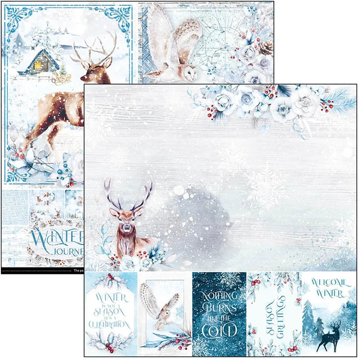 Ciao Bella - 8x8 Paper Pad - 12/Pkg - Winter Journey. With beautiful snowy images the Winter Journey collection has a cool color palette of ice blue and white perfect for your Winter projects and greeting cards. Available at Embellish Away located in Bowmanville Ontario Canada