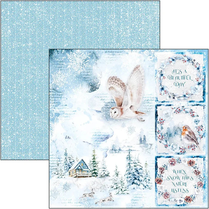 Ciao Bella - 8x8 Paper Pad - 12/Pkg - Winter Journey. With beautiful snowy images the Winter Journey collection has a cool color palette of ice blue and white perfect for your Winter projects and greeting cards. Available at Embellish Away located in Bowmanville Ontario Canada