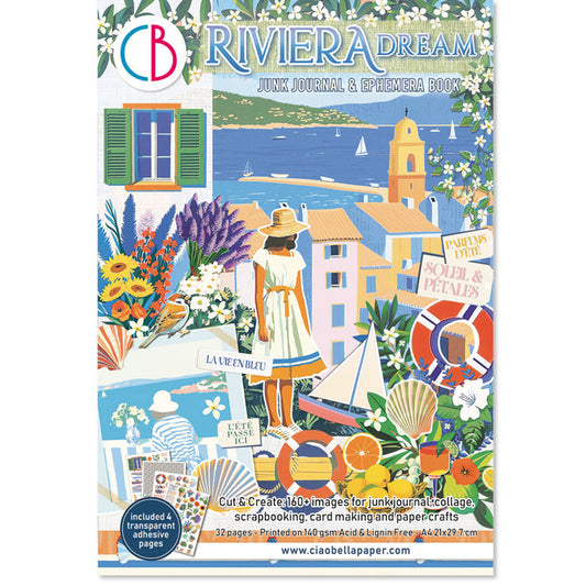 Ciao Bella - A4 Junk Journal & Ephemera Book - Riviera Dream. Includes 32 Pages. Available at Embellish Away located in Bowmanville Ontario Canada.