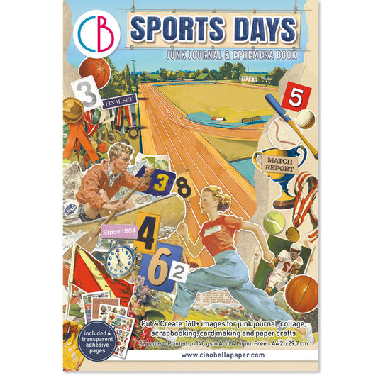 Ciao Bella - A4 Junk Journal & Ephemera Book - Sports Days. Includes 32 Pages. Available at Embellish Away located in Bowmanville Ontario Canada.