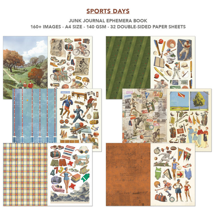 Ciao Bella - A4 Junk Journal & Ephemera Book - Sports Days. Includes 32 Pages. Available at Embellish Away located in Bowmanville Ontario Canada.