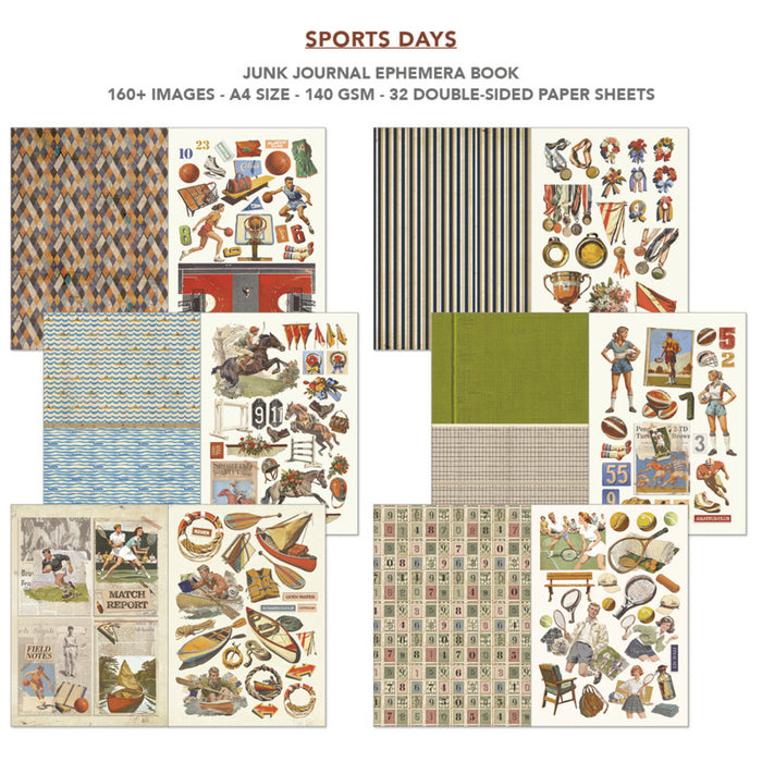 Ciao Bella - A4 Junk Journal & Ephemera Book - Sports Days. Includes 32 Pages. Available at Embellish Away located in Bowmanville Ontario Canada.
