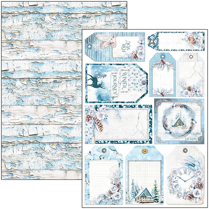 Ciao Bella - Creative Pad A4 9/Pkg - Winter Journey. With beautiful snowy images the Winter Journey collection has a cool color palette of ice blue and white perfect for your Winter projects and greeting cards. Available at Embellish Away located in Bowmanville Ontario Canada