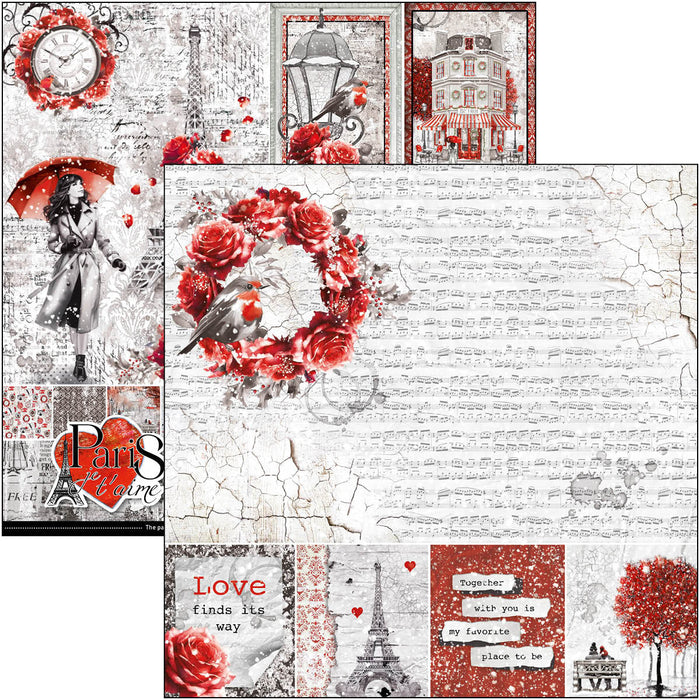 Ciao Bella - Pad 12x12 - 12/Pkg - Paris Je t’aime. “Paris Je t’aime” is an elegant and modern collection that celebrates Paris with a refined combination of white, black, and red details. Available at Embellish Away located in Bowmanville Ontario Canada.