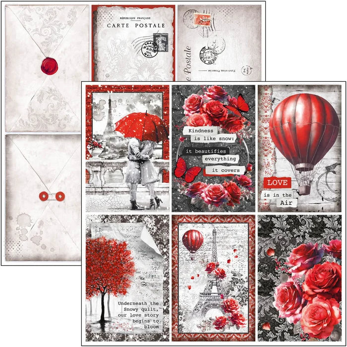 Ciao Bella - Pad 12x12 - 12/Pkg - Paris Je t’aime. “Paris Je t’aime” is an elegant and modern collection that celebrates Paris with a refined combination of white, black, and red details. Available at Embellish Away located in Bowmanville Ontario Canada.