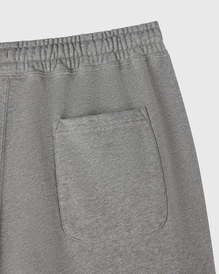 Heather grey sweatpant with elastic waistband and front patch pocket.