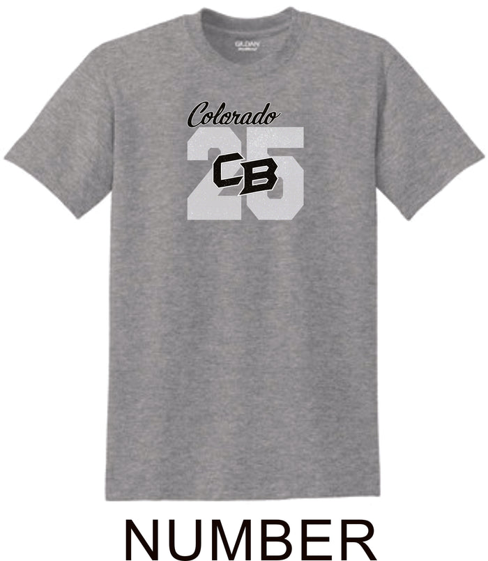 CO Baseball Basic Number Tee- Matte or Glitter
