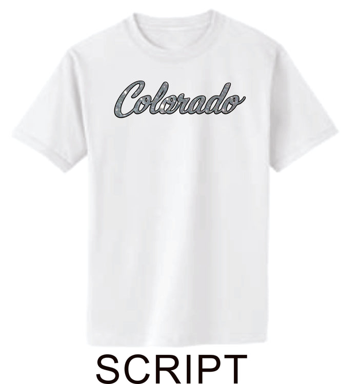 CO Baseball Basic SCRIPT Tee- Matte or Glitter