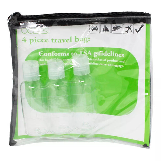 Conair Basics Travel Cosmetic Bag with Bottles 4pcs