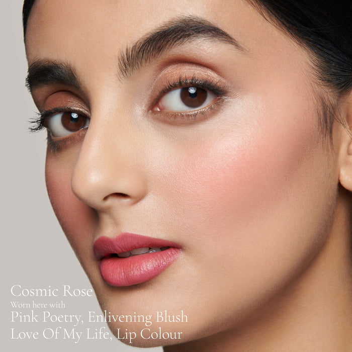Lisa Eldridge Elevated Glow Highlighter in Shade Cosmic Rose Pictured on Model