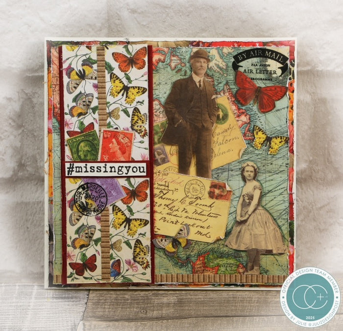 Craft Consortium Rub-on Transfers - Used Stamps. A set of 2 sheets, both sheets with the same design. Available at Embellish Away in Bowmanville Ontario Canada. Example by brand ambassador.
