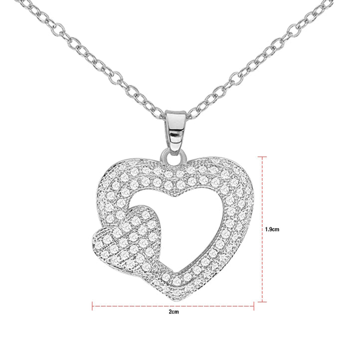 Cubic Zirconia Double Heart Pendant Necklace - ikatehouse