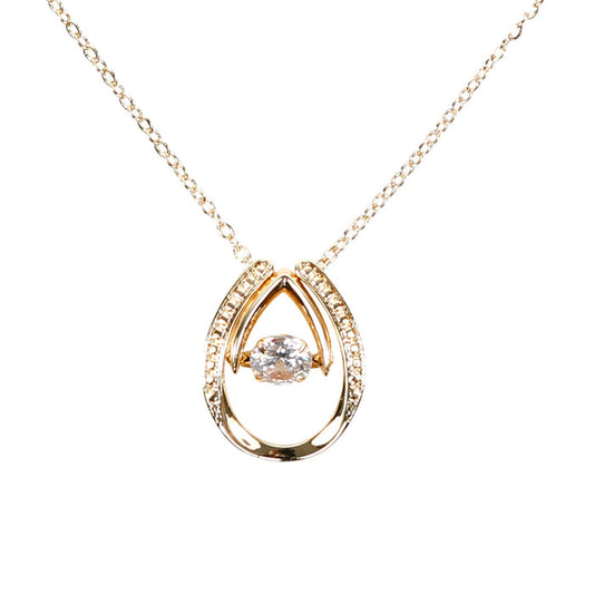 Cubic Zirconia Drop Dancing Stone Pendant Necklace - ikatehouse