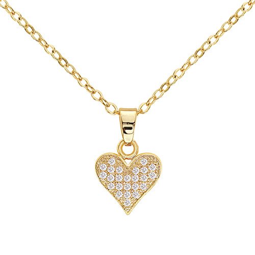 Cubic Zirconia Full Heart Pendant Necklace - ikatehouse