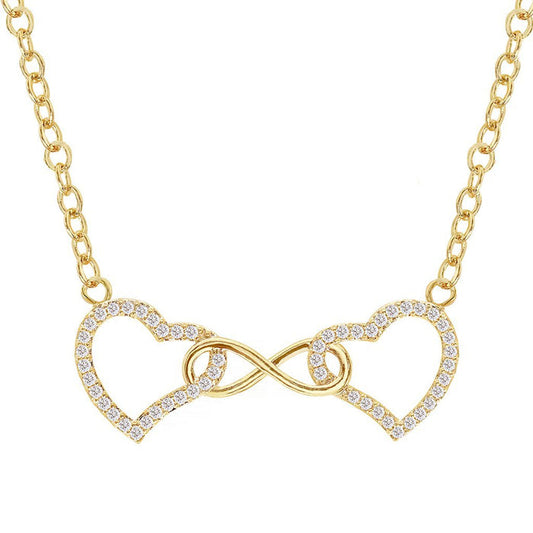 Cubic Zirconia Infinity Heart Pendant Necklace - ikatehouse
