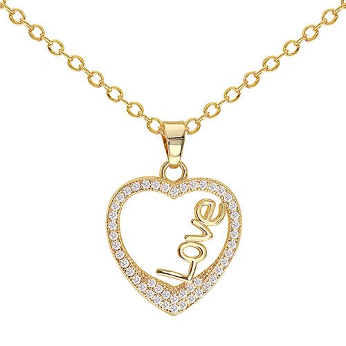 Cubic Zirconia Love In Heart Pendant Necklace - ikatehouse