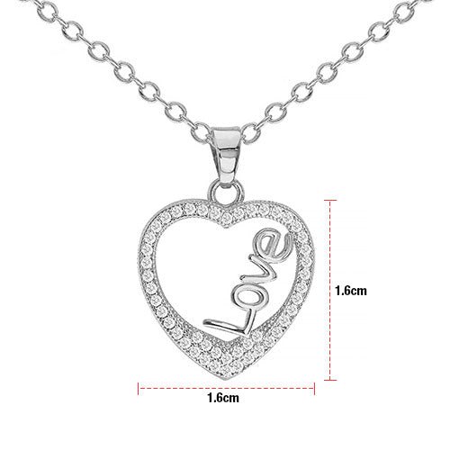 Cubic Zirconia Love In Heart Pendant Necklace - ikatehouse