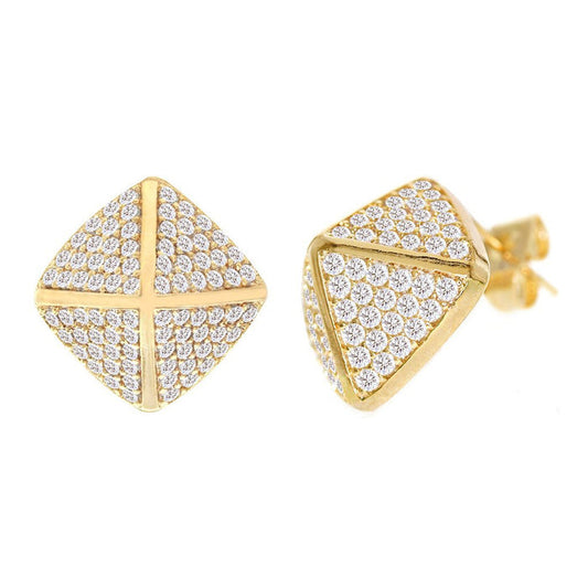 Cubic Zirconia Micro Pave 3D Diamond Earring - ikatehouse