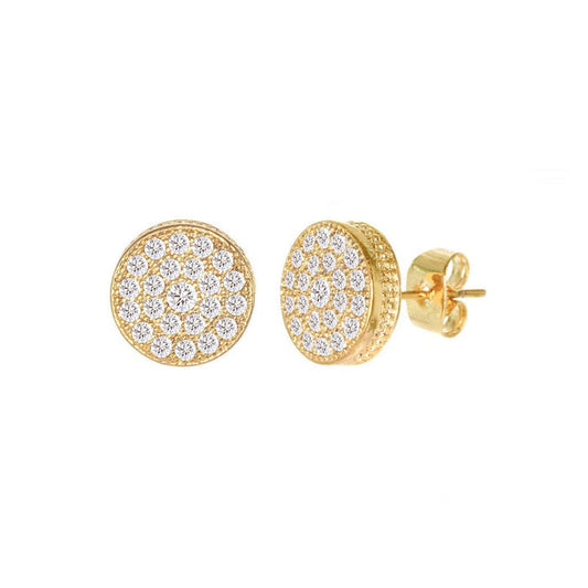 Cubic Zirconia Micro Pave Circle Earring Gold - ikatehouse