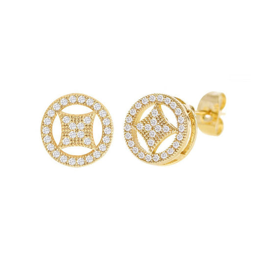 Cubic Zirconia Micro Pave Diamond in the Circle Earring - ikatehouse