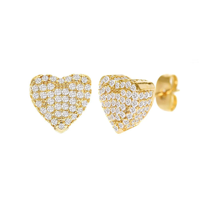 Cubic Zirconia Micro Pave Heart Earring - ikatehouse