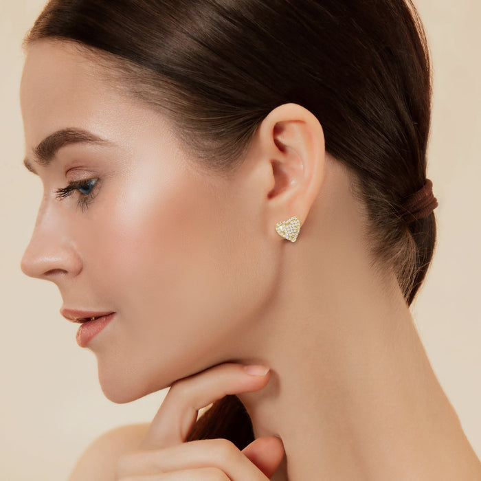 Cubic Zirconia Micro Pave Heart Earring - ikatehouse