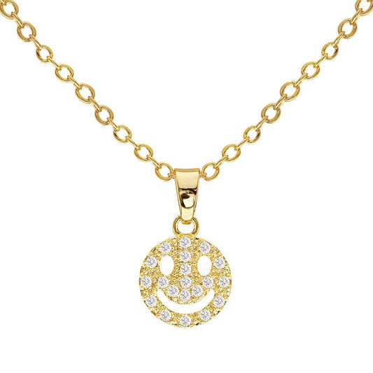 Cubic Zirconia Smile Pendant Necklace - ikatehouse