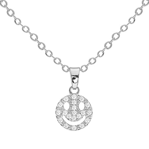 Cubic Zirconia Smile Pendant Necklace - ikatehouse