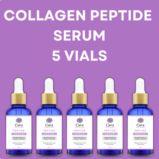 Cura Collagen Peptide Serum - 5 Vials of 10ml for Youthful Skin, Reduced Wrinkles & Enhanced Elasticity - SD Cosmetics Care