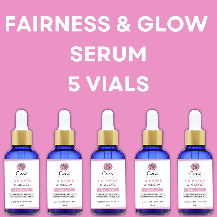 Cura Fairness & Glow Serum 10ml x 5 Vials for Smooth, Matte, Radiant Skin - Hydrating & Tone-Improving - SD Cosmetics Care