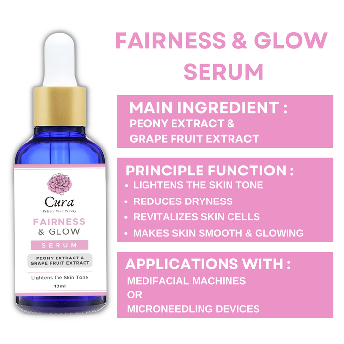 Cura Fairness & Glow Serum 10ml x 5 Vials for Smooth, Matte, Radiant Skin - Hydrating & Tone-Improving - SD Cosmetics Care
