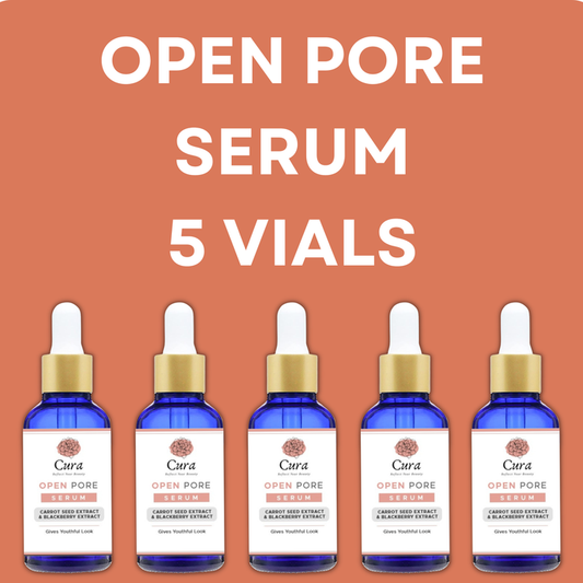 Cura Open Pores Serum - 5 x 10ml Vials with Carrot & Blackberry Extract for Smooth Skin - SD Cosmetics Care