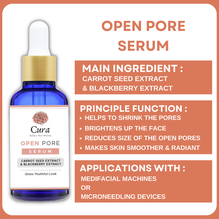 Cura Open Pores Serum - 5 x 10ml Vials with Carrot & Blackberry Extract for Smooth Skin - SD Cosmetics Care