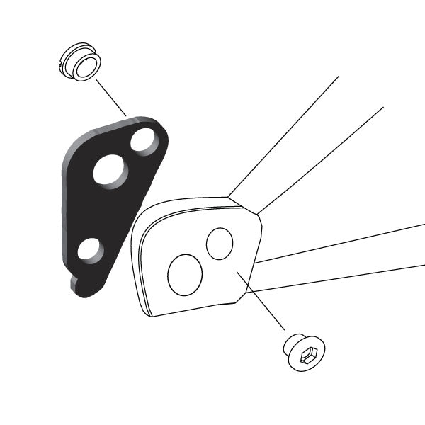 Hanger #175 attaches to the frame's rear dropout from the inside using one M8 chainring bolt.