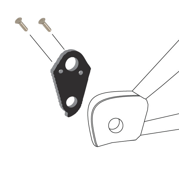 Hanger #181 attaches to the frame's rear dropout from the inside using two M4x12 screws.