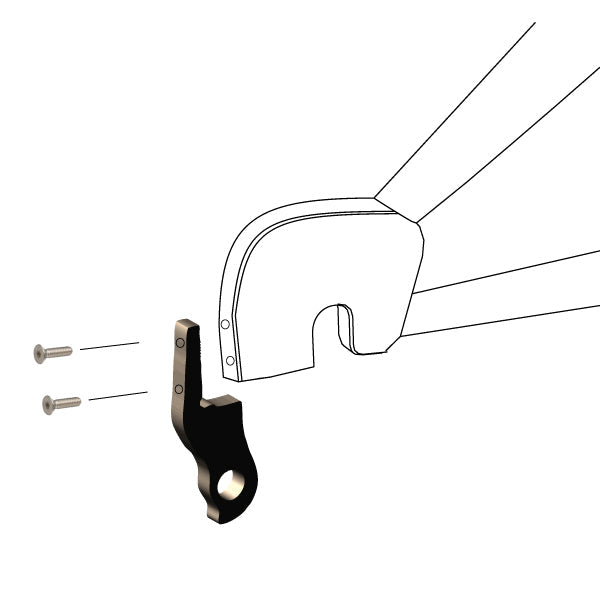 Hanger #183 attaches to the frame using two M5x10 screws.