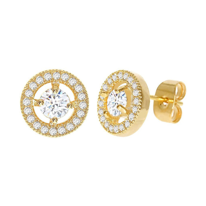 Diamond Look Cubic Zirconia Circle Earring Gold - ikatehouse