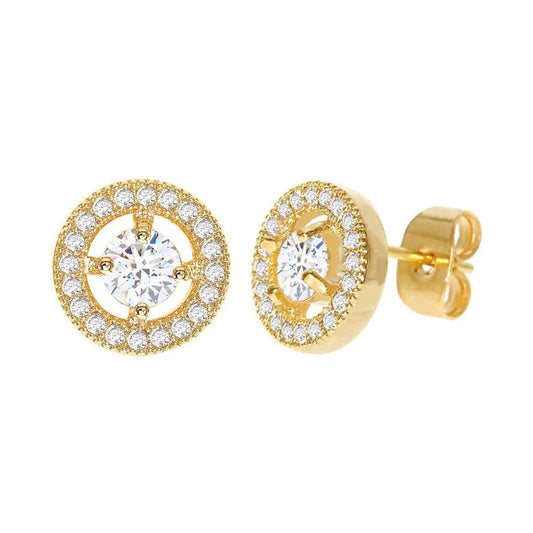 Diamond Look Cubic Zirconia Circle Earring Gold - ikatehouse