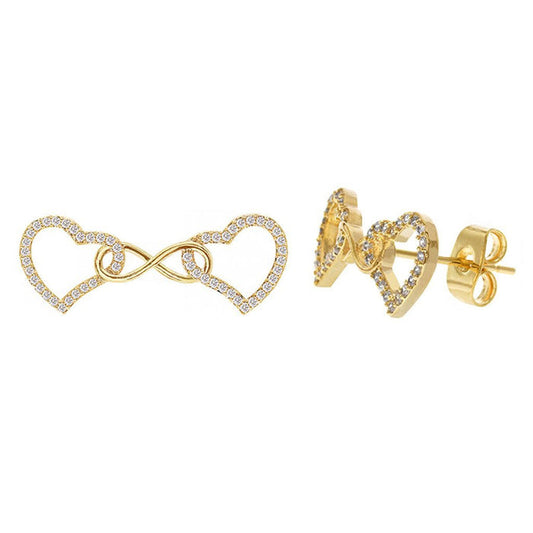 Diamond Look Cubic Zirconia Micro Pave Infinity Heart Earring - ikatehouse
