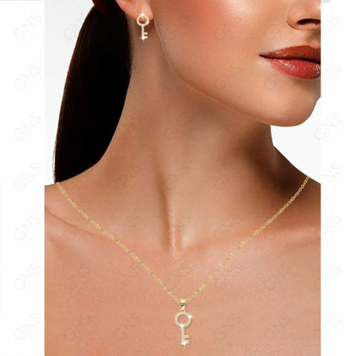 Diamond Look Cubic Zirconia Micro Pave Key Earring - ikatehouse