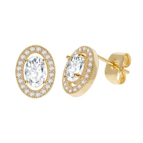 Diamond Look Cubic Zirconia Oval Earring - ikatehouse
