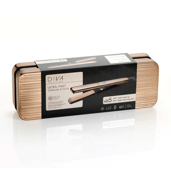 DIVA Pro Styling Ultra Fast Gold Titanium Styler - plaukų tiesintuvas