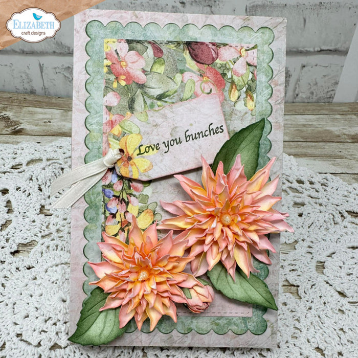 Elizabeth Craft - Metal Die - Dahlia. Available at Embellish Away located in Bowmanville Ontario Canada. Example by brand ambassador.