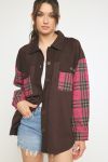 Entro Pink & Brown Plaid Shacket